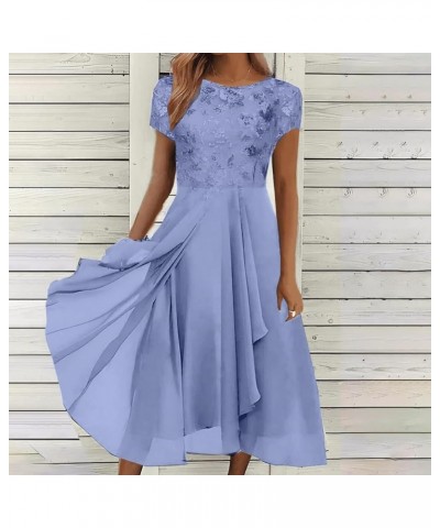 Fashion Women Casual Mid Length Dress Boho Butterfly Sleeve Chiffon Long Dress Dresses for Women Summer Dresses 02-blue $15.6...