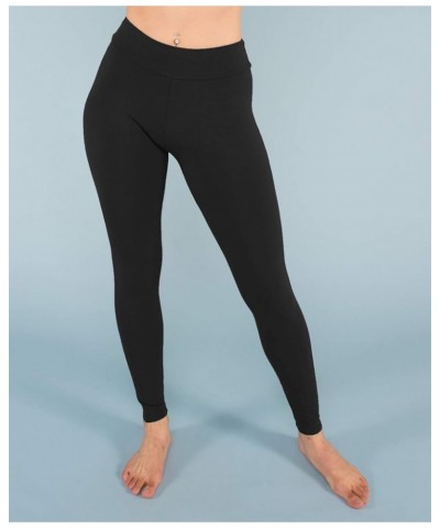 Women's Organic Cotton Leggings, Ladies Full Length Fitted Yoga Pants, Stretchy Solid Color Long Basic Bottoms Black $30.21 L...