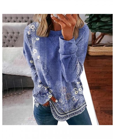 Womens Oversized T Shirts,Women's Casual Fashion Print Long Sleeve O-Neck Pullover Top B-purple $9.08 T-Shirts