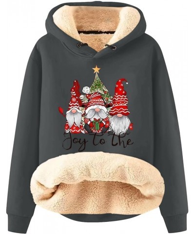 Christmas Women Fleece Hoodie Loose Fit Warm Sherpa Lined Hooded Sweatshirts Santa Claus Trendy Winter Clothes 3-dark Gray $1...