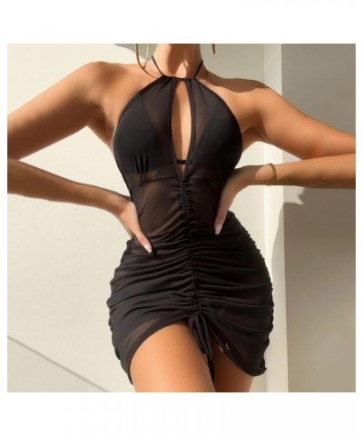 Sexy Lingerie for Women Naughty Sex, Seductive Sexy Sleepwear Perspective Strappy Teddy Babydoll One Piece Lingerie Black $8....