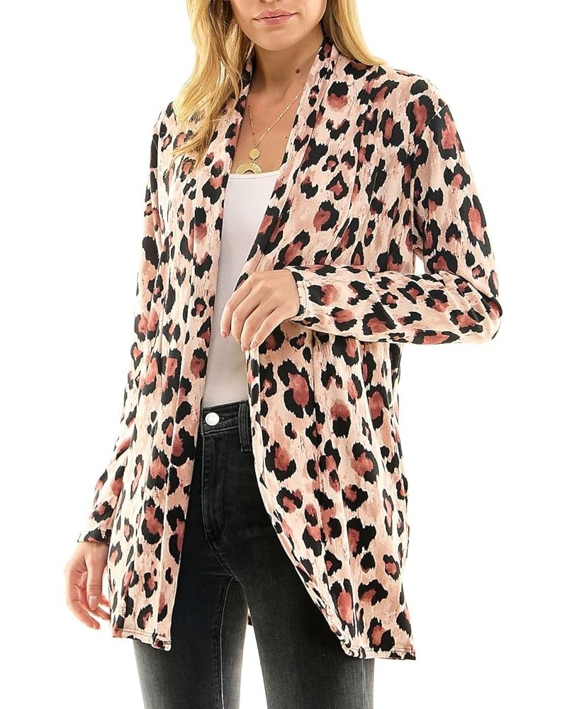 Women's Casual Animal Print Lightweight Open Front Cardigans with Pockets and Basic Long Sleeve Sweater Ani-marsala/Black $12...