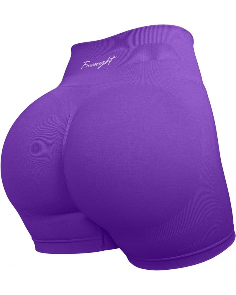 Workout Gym Biker Shorts Women High Waisted Seamless Tummy Control Scrunch Butt Lifting Yoga Booty Spandex Shorts B02- Violet...