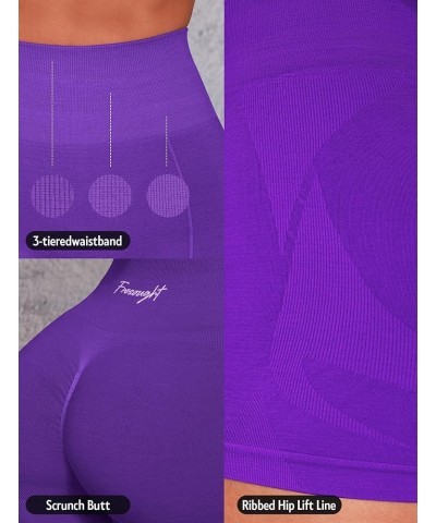 Workout Gym Biker Shorts Women High Waisted Seamless Tummy Control Scrunch Butt Lifting Yoga Booty Spandex Shorts B02- Violet...