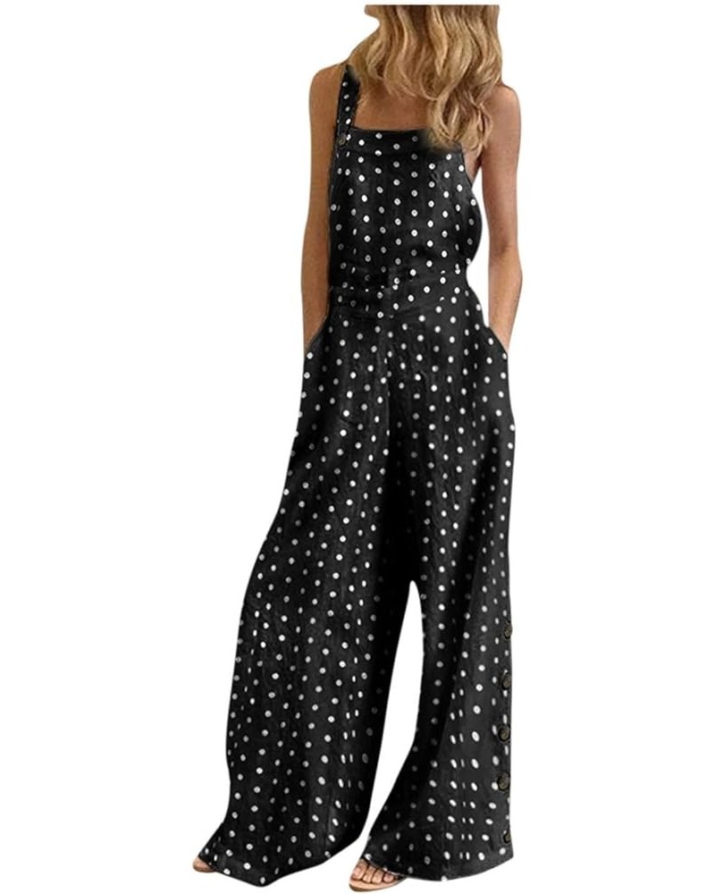 Jumpsuits for Women Dressy Bib Pants Wide Leg Jumpsuits Baggy Cotton Rompers Overalls with Pockets 2023 Summer Casual Black $...