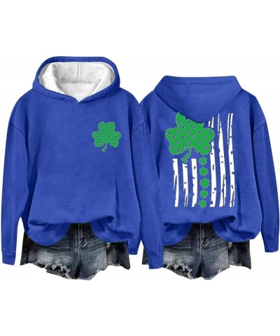 Women's St. Patrick's Day Hoodies Sweatshirt American Flag Shamrock Graphic Casual Tops Clover Long Sleeve Pullover C3-blue $...