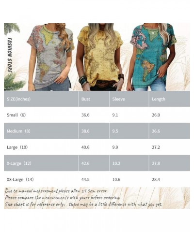 Store Women's T-Shirts Crew Neck Retro Blouses World Map Pattern Tee Shirts Boyfriend Summer Short Sleeve Tops Gary $12.18 T-...