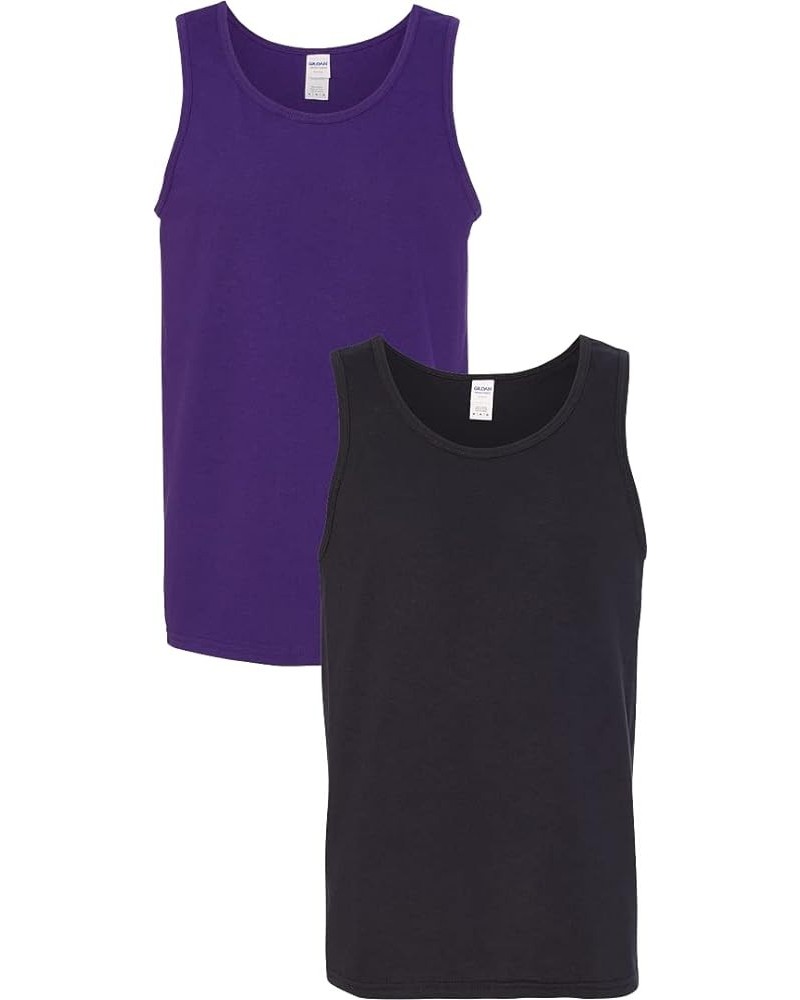 5200 - Heavy Cotton Tank Top Purple/Black $8.93 Shirts