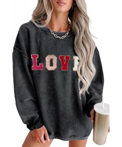 Women's Casual Sweatshirts Sequin Graphic Print Crew Neck Corded Sweatshirt Pullover Tops Black Love $17.97 Hoodies & Sweatsh...