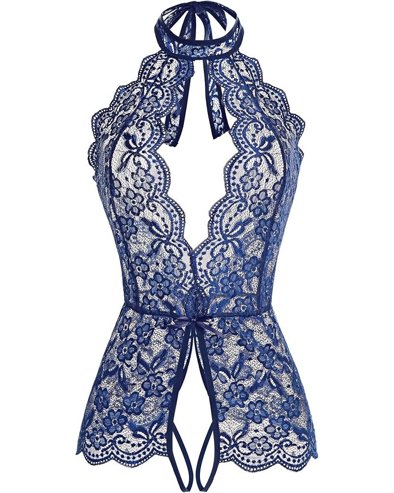 Women One Piece Lingerie Lace Sexy Baby Dolls Teddy Sleepwear Blue $10.19 Lingerie