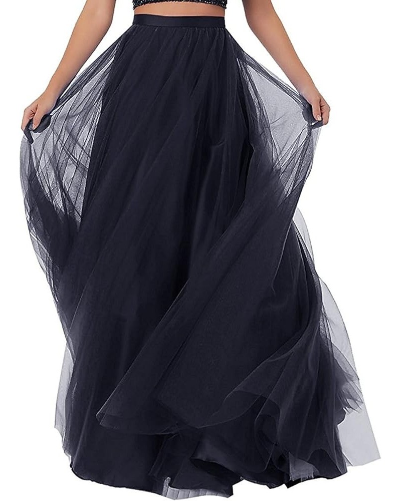 Womens Long Tutu Tulle Skirt PC36 Navy Blue $16.33 Skirts