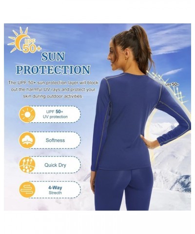 Turtleneck Base Layer for Skiing Hiking Women Cold Weather Fleece Thermal Shirt for Workout Running High Wicking 019-navy $10...