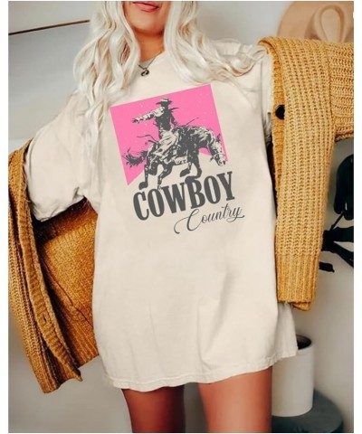 Cowboy Country Oversized T-Shirt for Women Western Rodeo Graphic Tee Loose Casual Cowgirls Short Sleeve Shirt Tops C-beige $1...