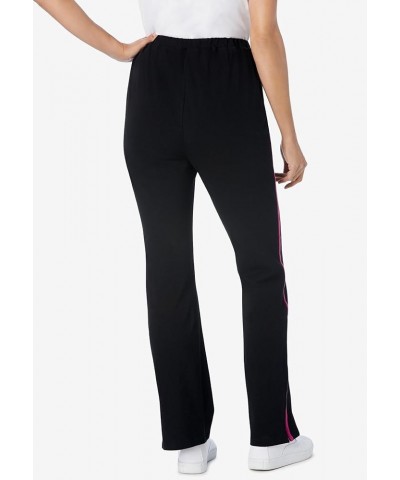 Women's Plus Size Tall Stretch Cotton Side-Stripe Bootcut Pant Black Paradise Blue $20.78 Pants