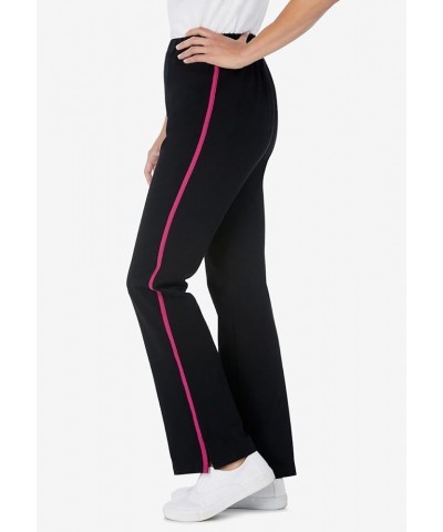 Women's Plus Size Tall Stretch Cotton Side-Stripe Bootcut Pant Black Paradise Blue $20.78 Pants