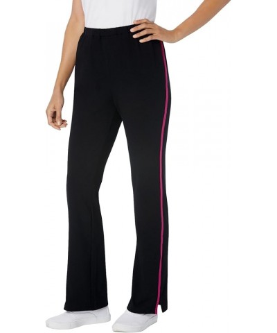 Women's Plus Size Tall Stretch Cotton Side-Stripe Bootcut Pant Black Paradise Blue $20.78 Pants