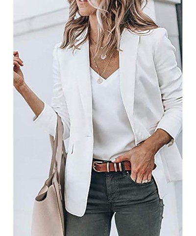 Womens Fall Cardigan 2023 Casual Solid Color Long Sleeve Loose Blouses Relaxed Fit Buttons Tunic Tops 01-white $11.44 Sweaters