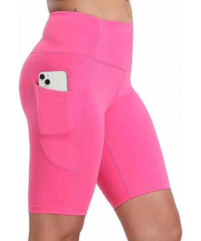 Women's Short Yoga Side Pockets High Waist Workout Running Shorts Hot Pink $9.62 Activewear