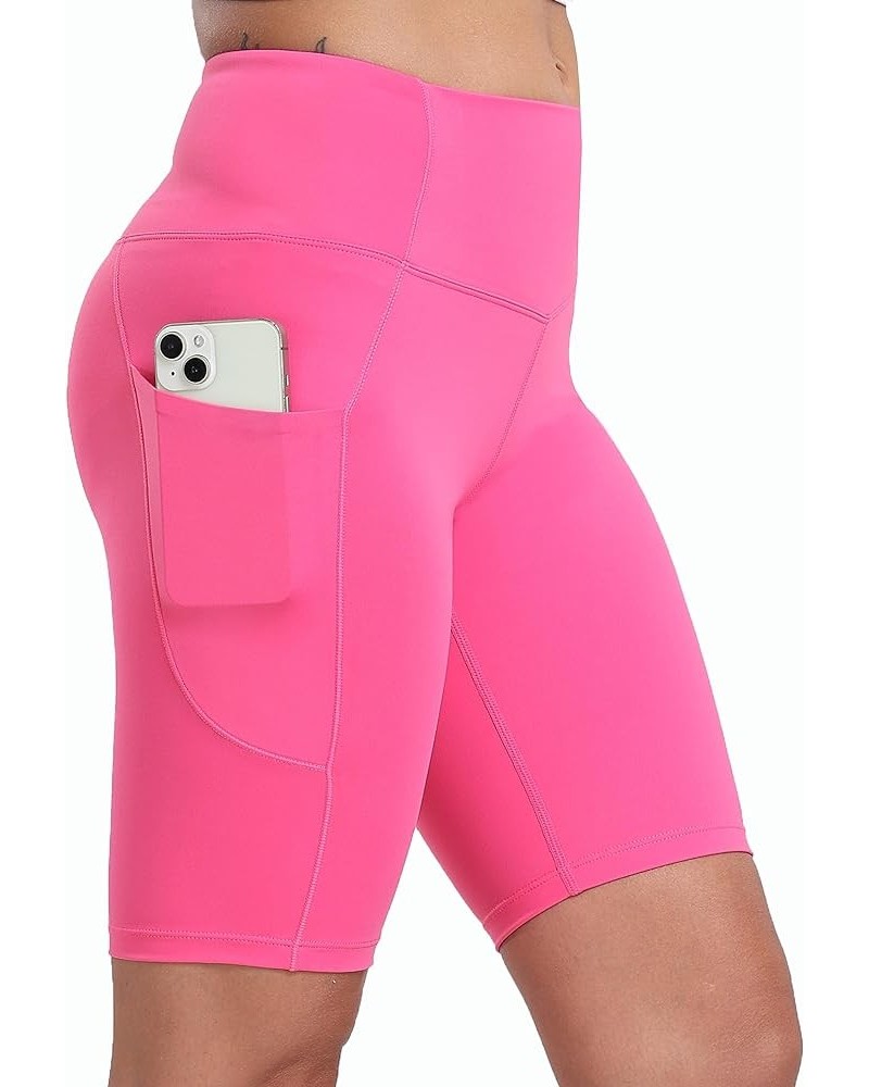 Women's Short Yoga Side Pockets High Waist Workout Running Shorts Hot Pink $9.62 Activewear