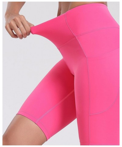 Women's Short Yoga Side Pockets High Waist Workout Running Shorts Hot Pink $9.62 Activewear