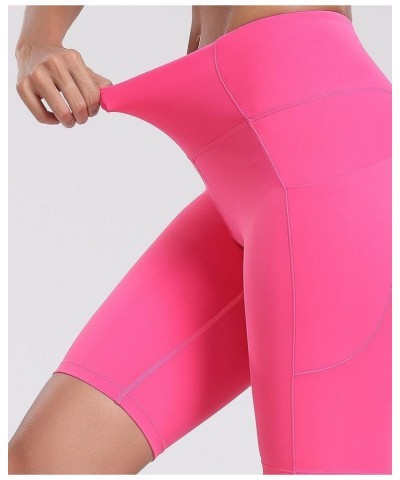 Women's Short Yoga Side Pockets High Waist Workout Running Shorts Hot Pink $9.62 Activewear