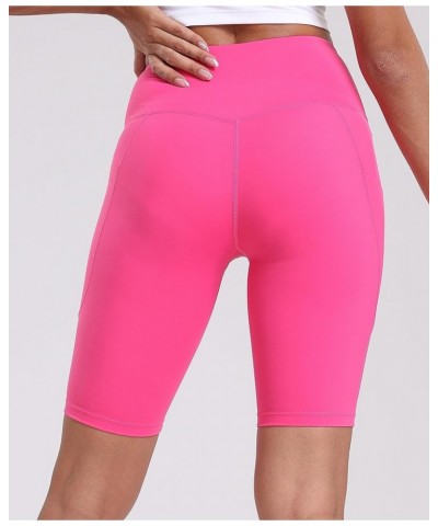 Women's Short Yoga Side Pockets High Waist Workout Running Shorts Hot Pink $9.62 Activewear