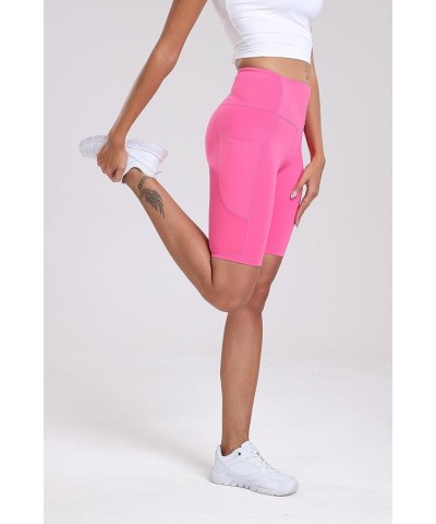 Women's Short Yoga Side Pockets High Waist Workout Running Shorts Hot Pink $9.62 Activewear