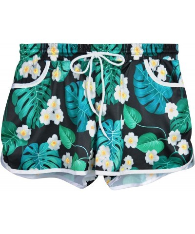 Women Summer Floral Beach Boardshorts with Pockets Swim Trunks Tropical Green Leaf $14.00 Swimsuits