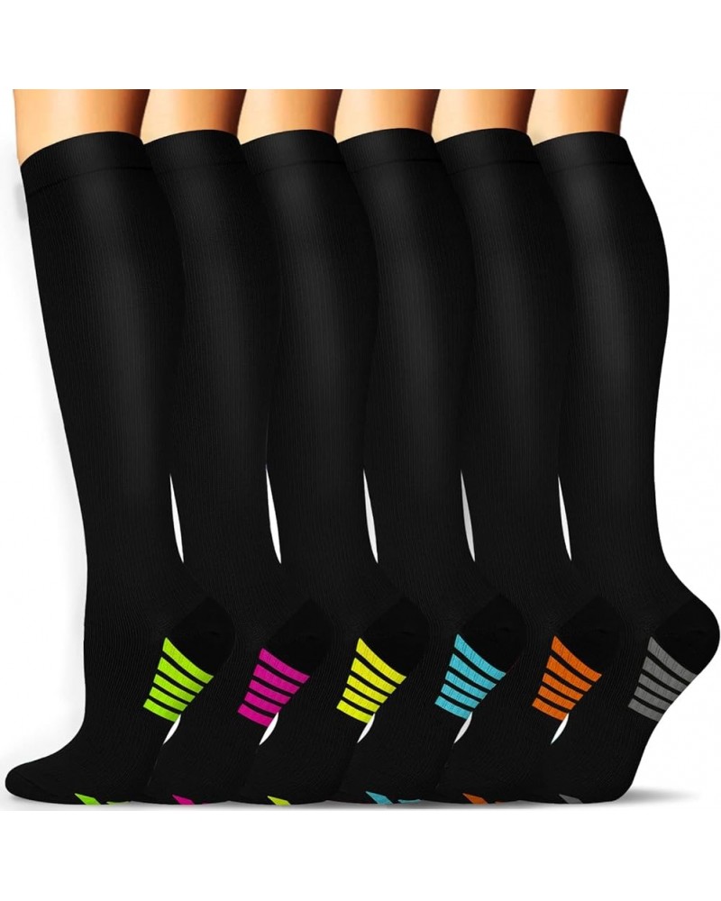 6 Pairs Compression Socks for Women & Men Circulation - Best Support for Nurses,Running,Athletic,Sports A04-multicoloured30- ...