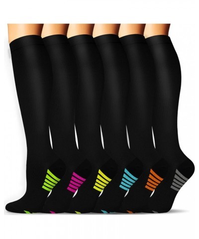 6 Pairs Compression Socks for Women & Men Circulation - Best Support for Nurses,Running,Athletic,Sports A04-multicoloured30- ...