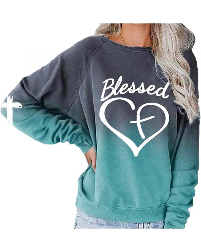 Jesus Has My Back Sweatshirt Women, Blessed Cross Heart Gradient Sweatshirt, Blessed Jesus Has My Back Sweatshirt for Women G...