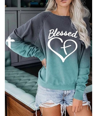 Jesus Has My Back Sweatshirt Women, Blessed Cross Heart Gradient Sweatshirt, Blessed Jesus Has My Back Sweatshirt for Women G...