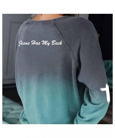 Jesus Has My Back Sweatshirt Women, Blessed Cross Heart Gradient Sweatshirt, Blessed Jesus Has My Back Sweatshirt for Women G...