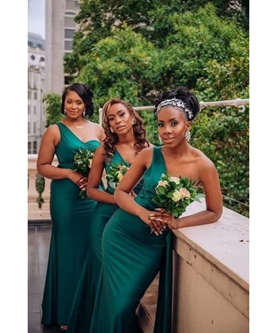 Bridesmaid Dresses One Shoulder Mermaid Satin Prom Dresses Wedding Party Dress Formal Evening Gowns Orange $35.09 Dresses