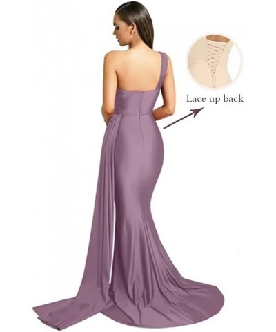 Bridesmaid Dresses One Shoulder Mermaid Satin Prom Dresses Wedding Party Dress Formal Evening Gowns Orange $35.09 Dresses