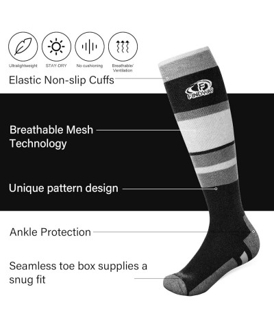 Ski Socks,Snowboarding Thermal Socks for Mens Womens,Merino Wool (2 or 3 Pack),Over The Calf (OTC) Non-Slip Cuff 2 Pairs-blac...