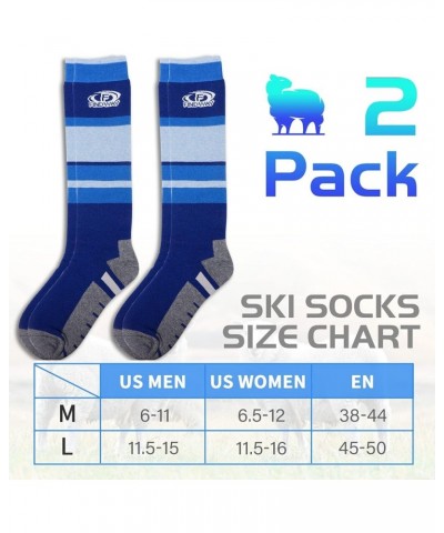 Ski Socks,Snowboarding Thermal Socks for Mens Womens,Merino Wool (2 or 3 Pack),Over The Calf (OTC) Non-Slip Cuff 2 Pairs-blac...