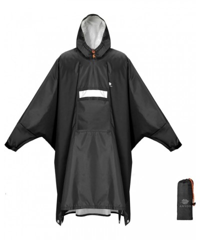 Waterproof Rain Poncho Lightweight Reusable Hiking Hooded Coat Jacket for Outdoor Activities Z-black(with Zipper) $9.66 Coats