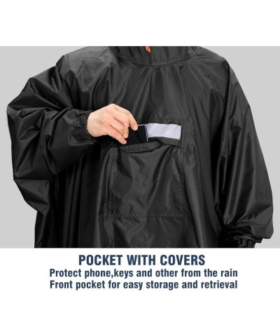 Waterproof Rain Poncho Lightweight Reusable Hiking Hooded Coat Jacket for Outdoor Activities Z-black(with Zipper) $9.66 Coats