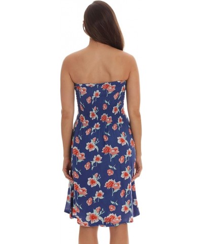 Strapless Tube Short Dress Summer Dresses Blue - Floral 1 $10.75 Dresses