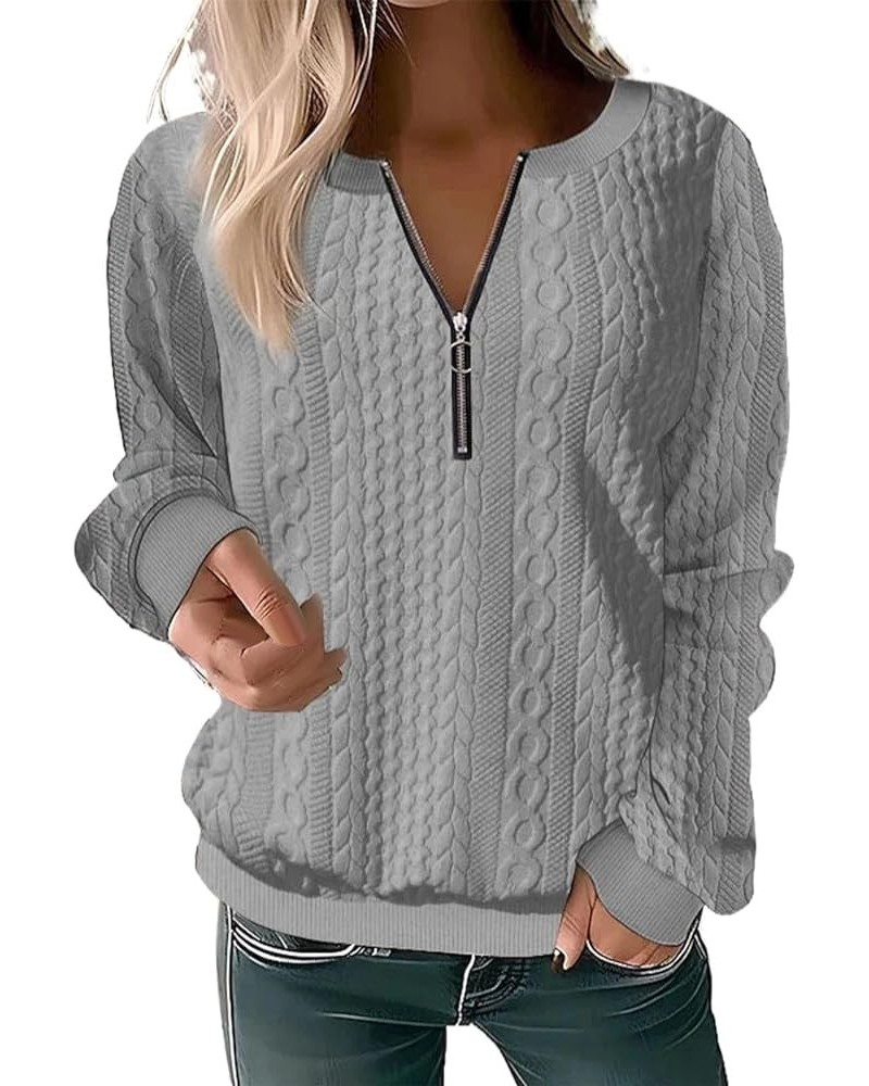 Pullover Sweatshirt for Womens,Womens Oversized Half Zip Pullover Long Sleeve Sweatshirt Quarter Zip Trendy Hoodie A-grey $11...