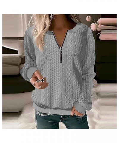 Pullover Sweatshirt for Womens,Womens Oversized Half Zip Pullover Long Sleeve Sweatshirt Quarter Zip Trendy Hoodie A-grey $11...