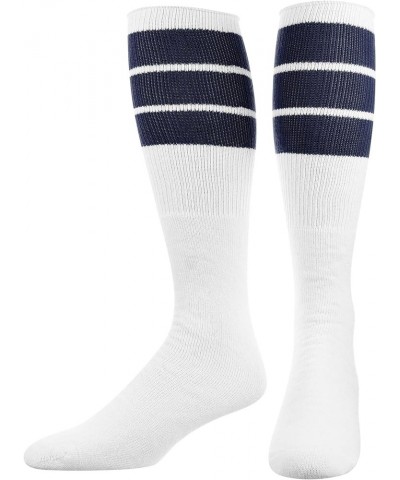 Retro Tube Socks with Stripes for Men & Women - 3 Stripe Navy $10.02 Activewear