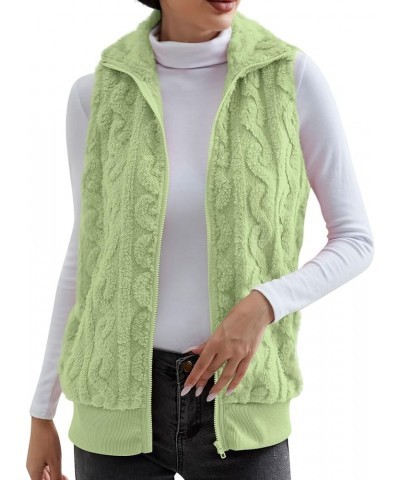 Womens Zip up Jacket Sherpa Sleeveless Solid Fall Winter Vest Warm Casual Fuzzy Coats Basic Trendy Sweater Jackets 02-green $...