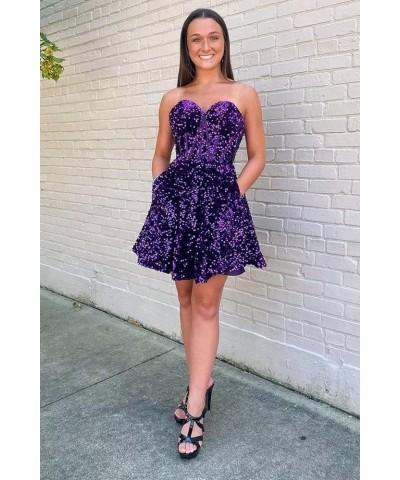 Sequin Short Homecoming Dresses for Teens Sparkly A Line Prom Dress Tight Cocktail Dresses Evening Gown with Pocket Orange $2...