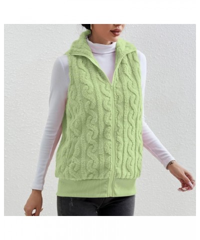 Womens Zip up Jacket Sherpa Sleeveless Solid Fall Winter Vest Warm Casual Fuzzy Coats Basic Trendy Sweater Jackets 02-green $...