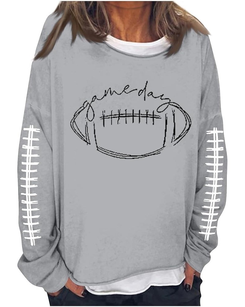 Women's Football Shirts Football Sweatshirts Game Day Long Sleeve Crewneck Pullover Fall Winter Tops 05-gray $9.68 Hoodies & ...