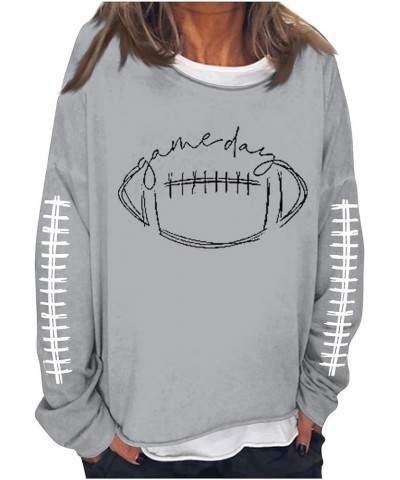 Women's Football Shirts Football Sweatshirts Game Day Long Sleeve Crewneck Pullover Fall Winter Tops 05-gray $9.68 Hoodies & ...