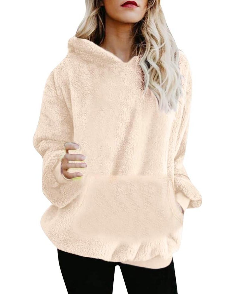 Pullover Hoodie Women Plus Size,Womens Sherpa Pullover Fuzzy Fleece 1/4 Zip Sweatshirt Oversized Hoodies Pockets Z41-beige $6...