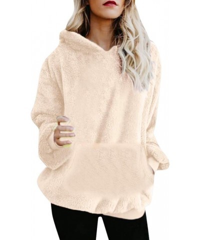 Pullover Hoodie Women Plus Size,Womens Sherpa Pullover Fuzzy Fleece 1/4 Zip Sweatshirt Oversized Hoodies Pockets Z41-beige $6...